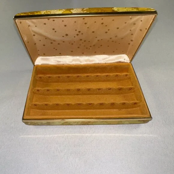 Mele Clamshell Hard Case Floral Vintage 1970's Travel Jewelry Box 7" x 4.75" - Picture 6 of 10